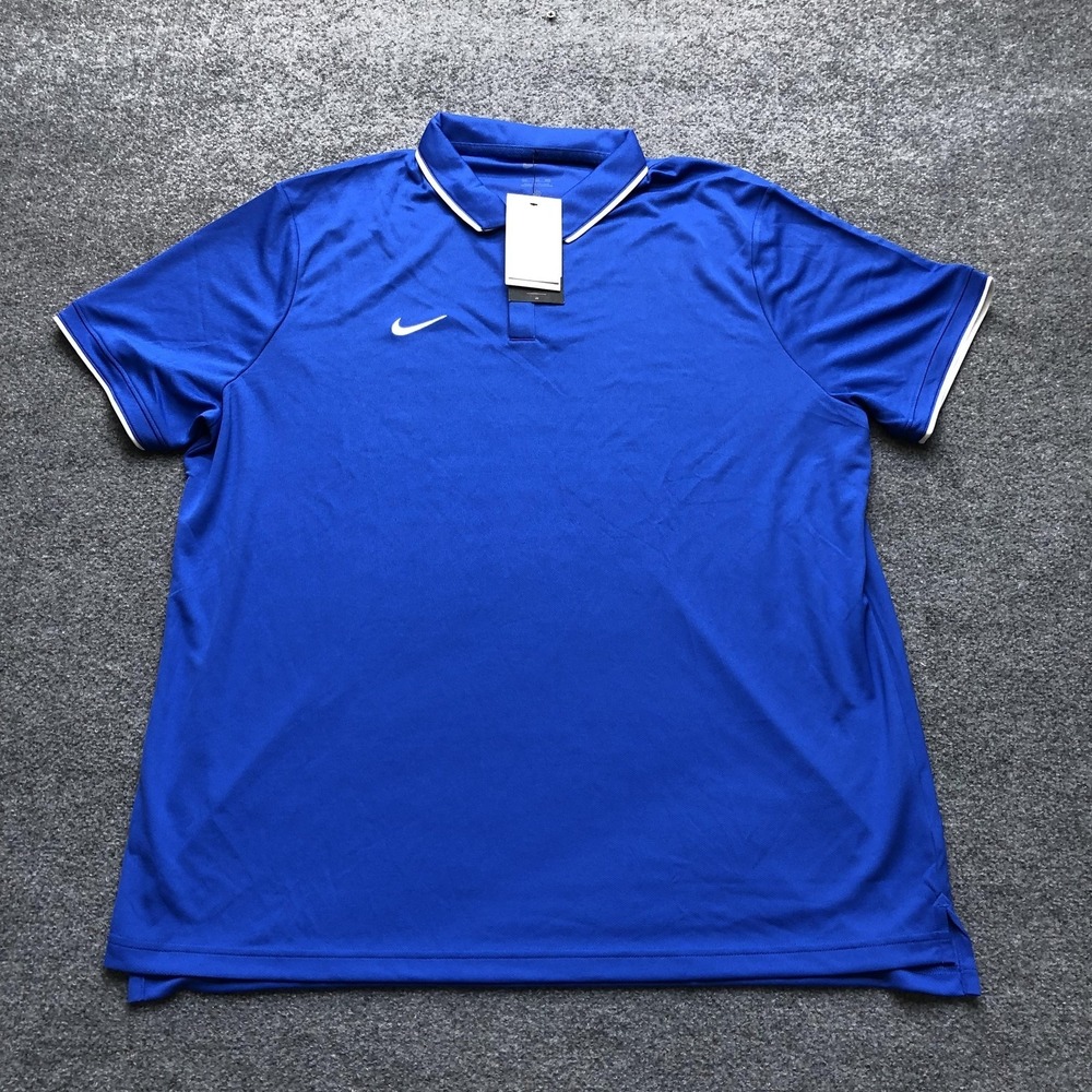 Nike Polo Shirt Mens 2XL Blue Dri-FIT Short Sleeve Training Athletic Performance